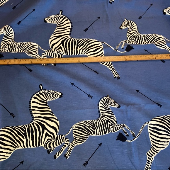 Scalamandre Whimsical Prancing Zebra Print Fabric, Denim 1 Yard - Picture 4 of 5
